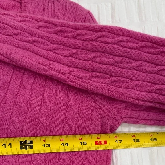 J. Crew Cashmere V-Neck Cable Knit Sweater in Pink Size M - Picture 4 of 6